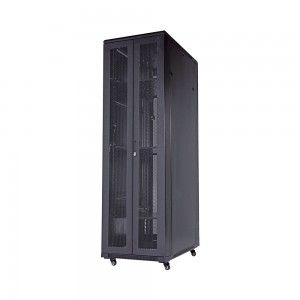LinkQnet 22U Floor Standing Cabinet with Double Mesh Front Doors - 1m Deep