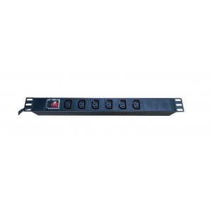 PDU 19" 1U 6 Way 10A IEC Outlet With On/Off Switch
