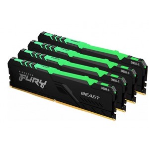 Kingston Fury Beast RGB 128GB (4x32GB) DDR4-3200MHz CL16 1.35V Black Desktop Memory