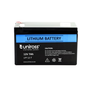 UNIROSS 12V / 7Ah (7A Discharge) Lithium LifePO4 Battery - compatible with Alarms / CCTV (3 Year Warranty)