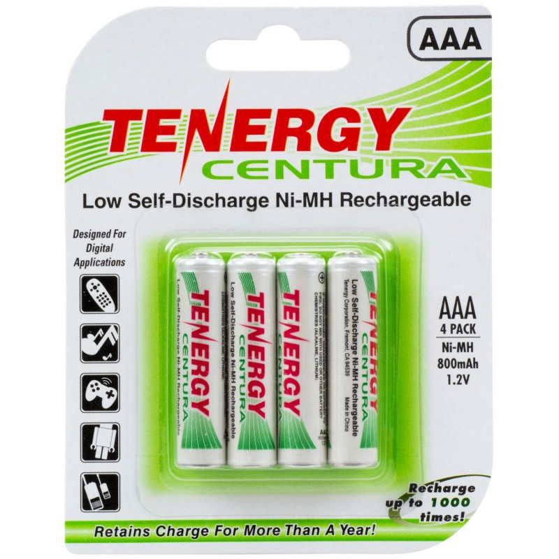 Tenergy Centura AAA Low Self-Discharge (LSD) NiMH Rechargeable Batteries - 4 x AAA in 1 Pack