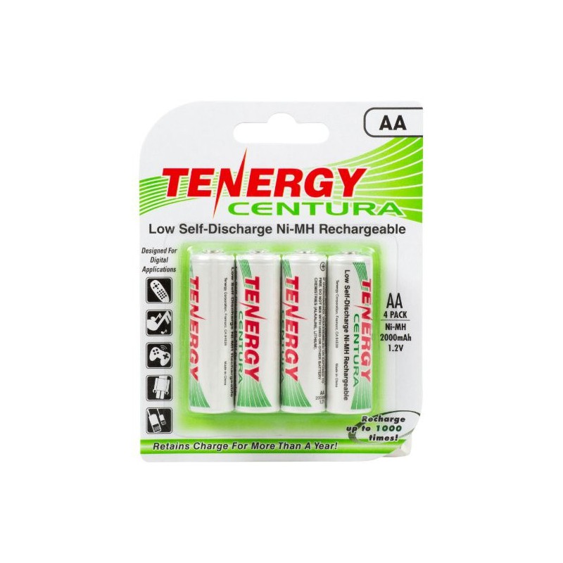 Tenergy Centura AA Low Self-Discharge (LSD) NiMH Rechargeable Batteries - 4 x AA in 1 Pack