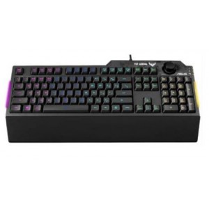 ASUS TUF Gaming K1 RGB keyboard with dedicated volume knob spill-resistance side light bar and Armoury Crate