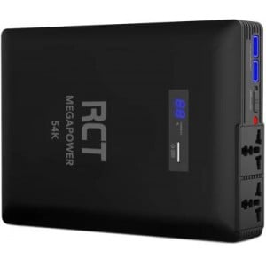 RCT MEGAPOWER S 54000mAh AC Power Bank 2 x 230V AC Outlet 2.4A USB Type A and 1 x 3A USB Type C with PD support