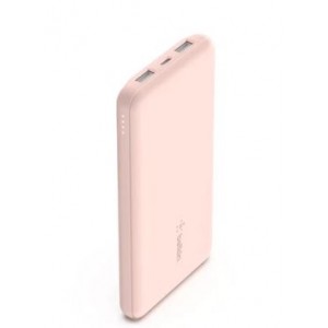Belkin BoostCharge 10000mAh 3-Port Power Bank with USB-A to USB-C Cable - Pink