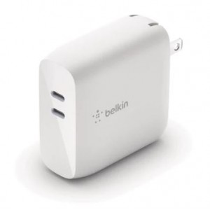 Belkin Dual 65W USB-C GaN Wall Charger with PPS - White