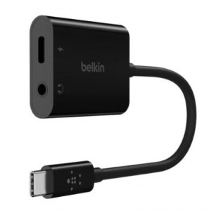 Belkin RockStar 3.5mm Audio with USB-C Charge Adapter - Black