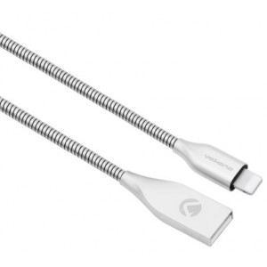 Volkano Iron Series Round Metallic Spring MFI Lightning Cable 6ft - Silver