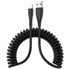 Coiled USB-A to USB-C Cable