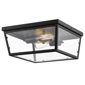Bright Star Lighting - 2 Light Up Facing Black Wall Light with Clear Glass