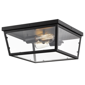 Bright Star Lighting - 2 Light Up Facing Black Wall Light with Clear Glass