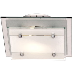 Bright Star Lighting - Mirror and Frosted Glass Ceiling Fitting with Polished Chrome Clips