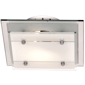 Bright Star Lighting - Mirror and Frosted Glass Ceiling Fitting with Polished Chrome Clips