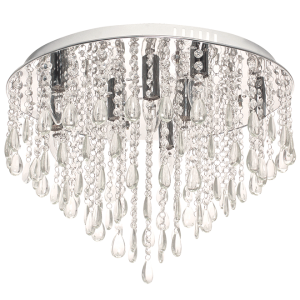 Bright Star Lighting - Polished Chrome LED Ceiling Fitting with Glass and Acrylic Crystals