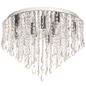 Bright Star Lighting - Polished Chrome LED Ceiling Fitting with Glass and Acrylic Crystals