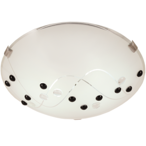 Bright Star Lighting - Ceiling Fitting with Patterned Frosted Glass and Black Beads - L