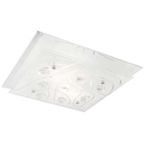 Bright Star Lighting - Square Chrome Ceiling Fitting with Frosted Glass and Crystals - L