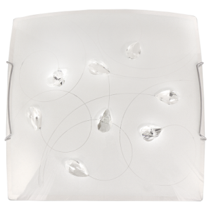 Bright Star Lighting - Frosted Ceiling Fitting with Crystals On Glass And Polished Chrome Clips