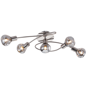 Bright Star Lighting - Satin Chrome Ceiling Fitting with Smoke Glass