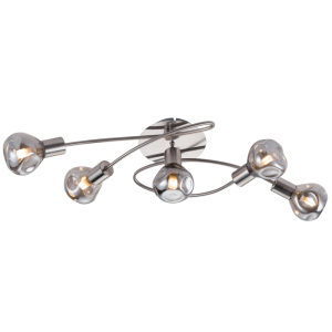 Bright Star Lighting - Satin Chrome Ceiling Fitting with Smoke Glass