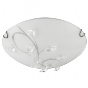 Bright Star Lighting - Round Polished Chrome Ceiling Fitting with Frosted Glass and Crystals - L