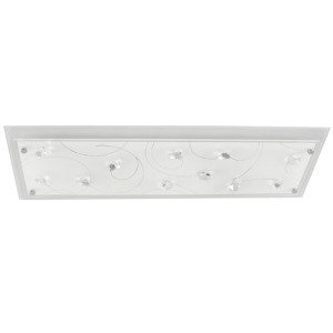 Bright Star Lighting - White Patterned Glass with Clear Acrylic Crystals