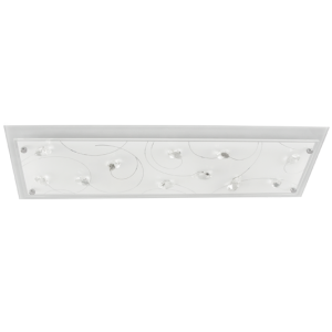 Bright Star Lighting - White Patterned Glass with Clear Acrylic Crystals