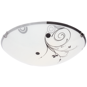 Bright Star Lighting - Floral Patterned Glass Ceiling Fitting with Chrome Clips - L