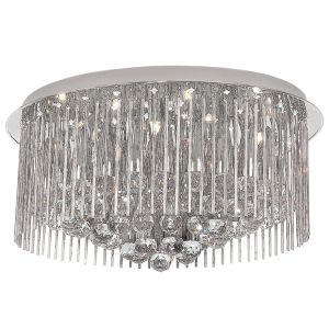 Bright Star Lighting - Polished Chrome Flush Mount Ceiling Fitting with Glass and Crystals