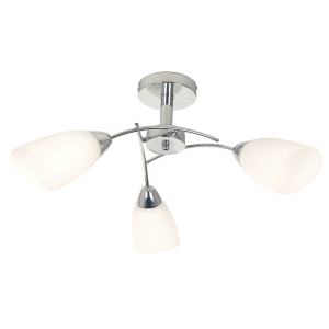 Bright Star Lighting - Chandelier Polished Chrome White Glass 3 Lights - 
