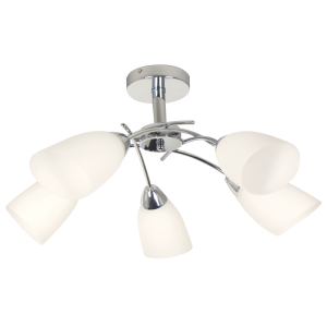 Bright Star Lighting - Chandelier Polished Chrome White Glass 5 Lights - 