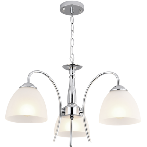 Bright Star Lighting - Polished Chrome Chandelier Frosted Glass 3 Lights - 