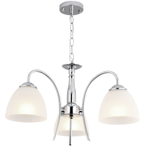 Bright Star Lighting - Polished Chrome Chandelier Frosted Glass 3 Lights - 
