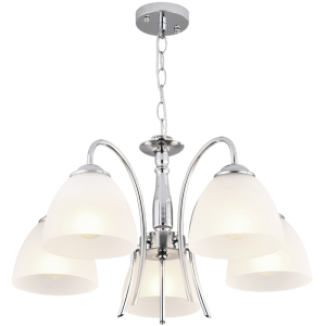 Bright Star Lighting - Polished Chrome Chandelier Frosted Glass 5 Lights - 