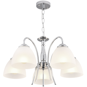 Bright Star Lighting - Polished Chrome Chandelier Frosted Glass 5 Lights - 