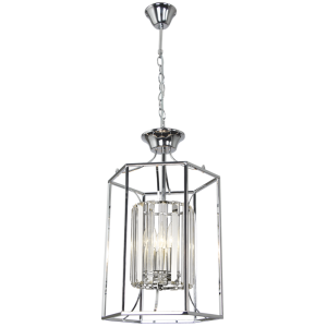 Bright Star Lighting - 3 Light Polished Chrome Chandelier with Adjustable Chain and Crystal Bars