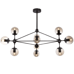 Bright Star Lighting - Matt Black Chandelier with Champagne Colour Glass