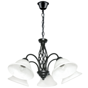 Bright Star Lighting - Metal Chandelier with Alabaster Glass 5 Lights - 