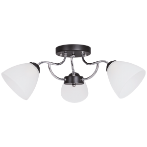 Bright Star Lighting - Polished Chrome and Black Metal Chandelier with Frosted Glass 3 Lights