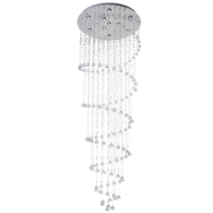 Bright Star Lighting - Spiral Stainless Steel Drop Tier Crystal Pendant