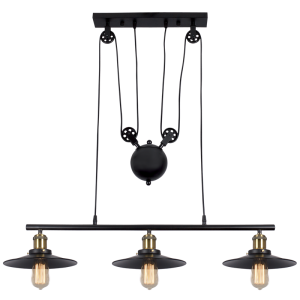 Bright Star Lighting - Matt Black Pendant with Pully Cord