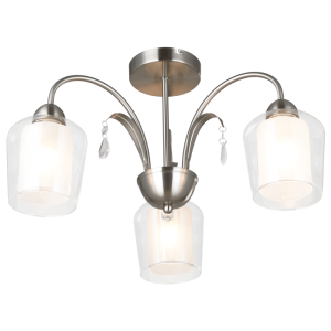 Bright Star Lighting - 3 Light Satin Chrome Chandelier with Clear and Frosted Glasses