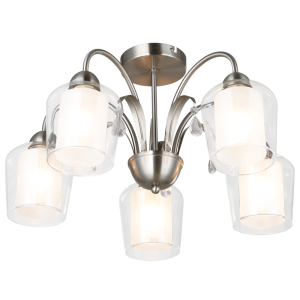 Bright Star Lighting - 5 Light Satin Chrome Chandelier with Clear and Frosted Glasses