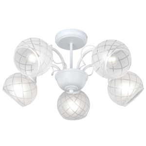 Bright Star Lighting - 5 Light Metal Chandelier with Pattern Frosted Glass