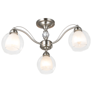 Bright Star Lighting - 3 Light Satin Chrome Chandelier with Clear and Frosted Glasses