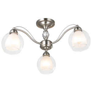 Bright Star Lighting - 3 Light Satin Chrome Chandelier with Clear and Frosted Glasses