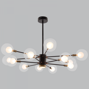 Bright Star Lighting - Black and Gold Chandelier with LED Centre Light