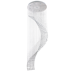 Bright Star Lighting - Wave Stainless Steel Drop Tier Crystal Pendant