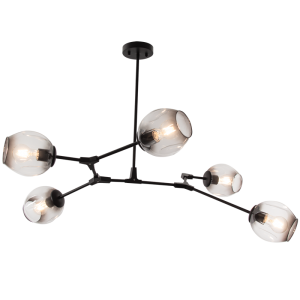 Bright Star Lighting - Black Ceiling Fitting with Smoke Glass