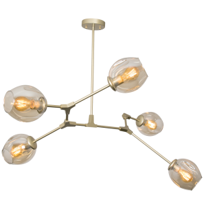 Bright Star Lighting - Gold Ceiling Fitting with Champagne Colour Glass